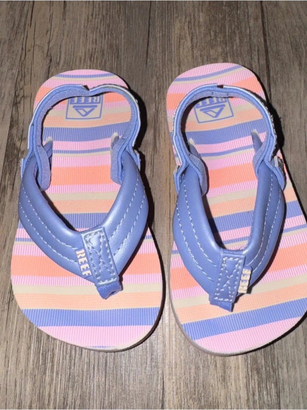 Reef Kids Lavender & Pink Striped Toddler Flip Flops
